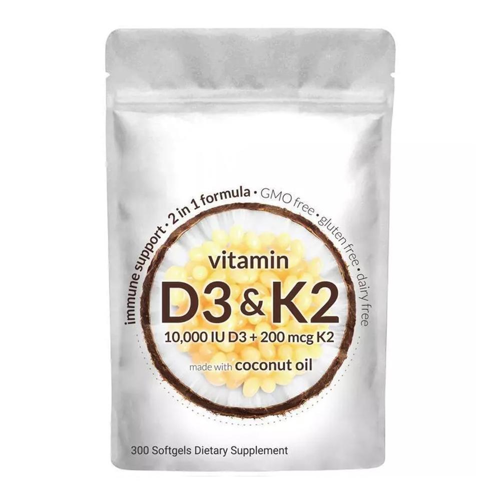 Vitamin D3 K2 Supplement Softgels, 180pcs/300pcs Vitamin D3+K2 Capsules