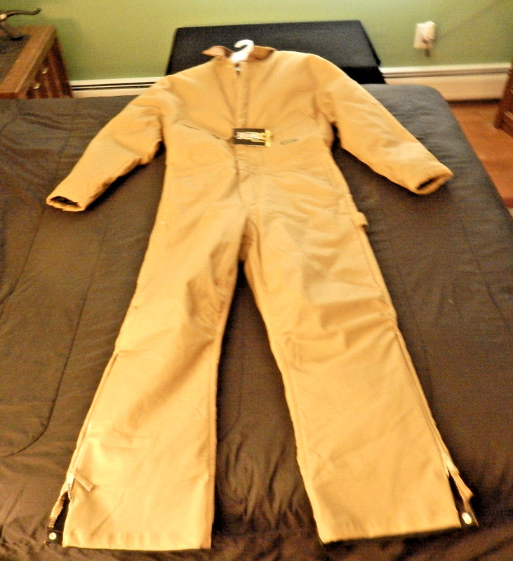 { New Mens Walls Insulated Duck Overalls Sz L R G Enduro Flex Stretch Canvas Tan