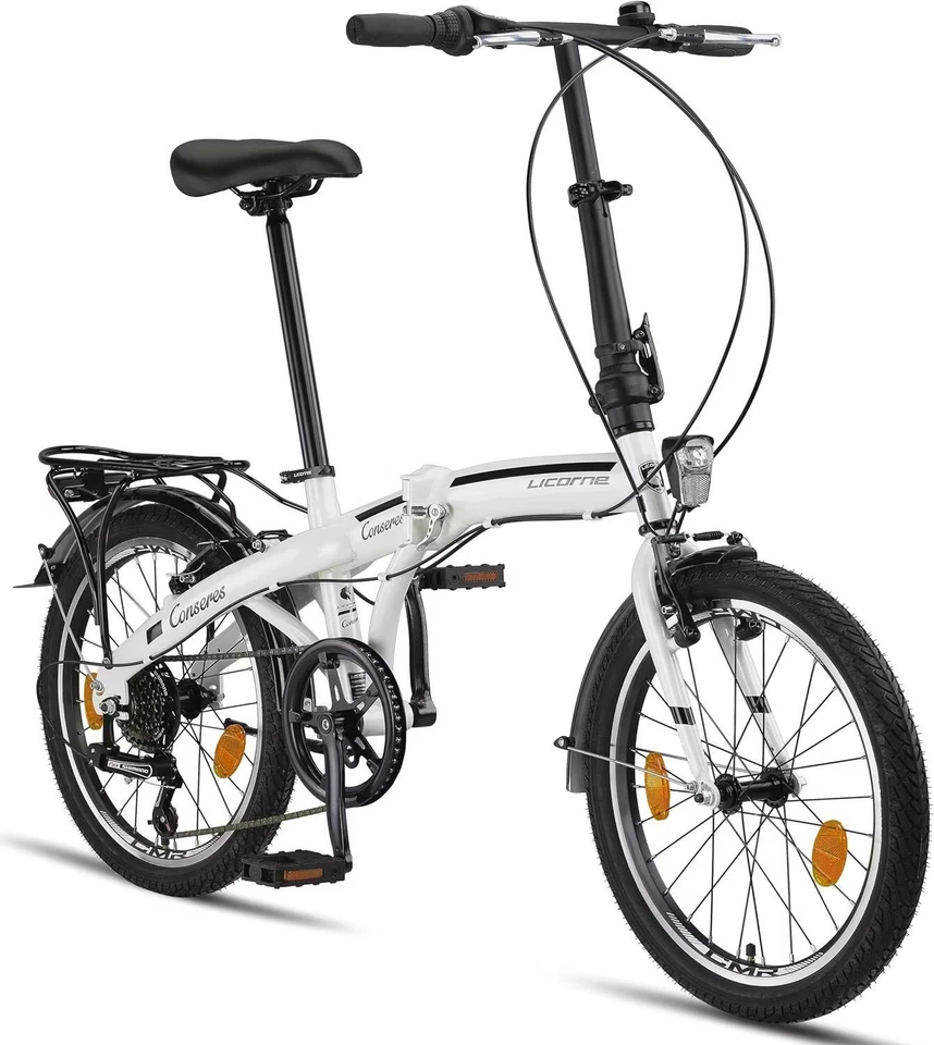 Folding Bike Licorne Bike CONSERES Premium 20 inches, 6 gears, Dutch bike, White