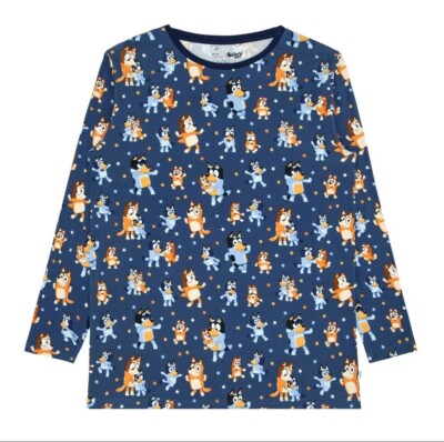Little Sleepies BLUEY DANCE MODE Men s Pajama Long Sleeve Top SIZE S