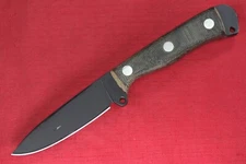 Busse Fat SHMS Black .30" Black Flat Ground Blade, Black Canvas Micarta Handle