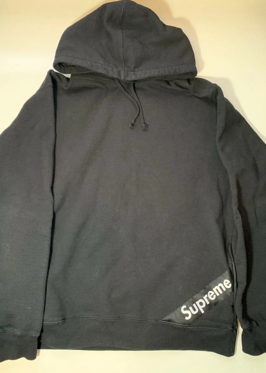 SUPREME CORNER LABEL HOODED SWEATSHIRT BLACK XL SS18 FORMULA ILLEGAL  SIDELINE L