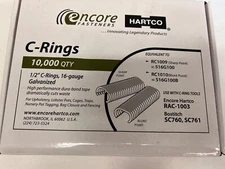 516G100 C-Rings 1/2" SHARP PT 16 gauge GALVANIZED