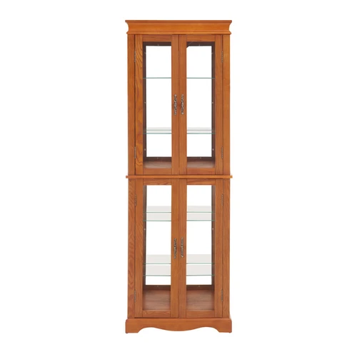 70"H Lighted Curio Cabinet Wooden Display Cabinet,Vintage Accent Storage Cabinet - Picture 6 of 39