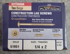 Midwest Fastener 51951 1/4 x 2 Construction Lag Screws 75 PCS.