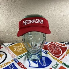 Nebraska Corn Huskers Red Sun Visor Cap w/ Football Button