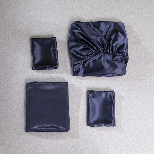 Luxury King Rayon Fitted Sheet 3/4 Pcs Sets Satin Double Fitted Bed Sheet Set - Picture 5 of 33