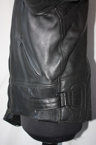 Vtg Ashman black cowhide leather biker cafe racer jacket large 42 motorcycle - Picture 10 of 15