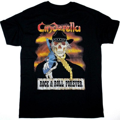 Vtg CINDERELLA ROCK FOREVER Cotton Black For Men Shirt