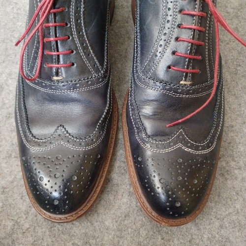 Mercanti Fiorentini Mens Shoes 8M Blue Gray Leather Wingtip Dress Lace Up Italy - Picture 18 of 18
