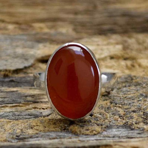 Genuine 925 Sterling Silver Boho Ring For Women - Oval Garnet, Carnelian, Onyx, Or Amethyst Gemstone - View #6