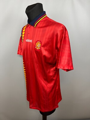 SPAIN 1994 1996 HOME SHIRT FOOTBALL SOCCER JERSEY ADIDAS MENS