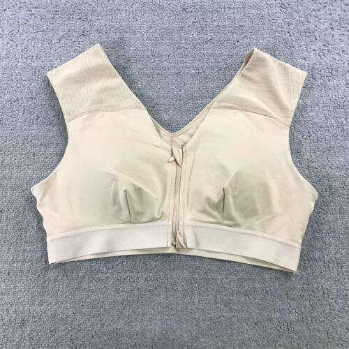 Tommie Copper Shoulder Support Bra With Zipper Womens 2XL XXL Beige Tan Gym - Picture 2 of 8