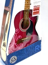First Act Pink Acoustic 6 String Scroll Design Guitar Original Box Guide MG359 