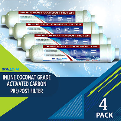 Inline Coconut Grade Activated Carbon Pre/Post Filter Set of 4