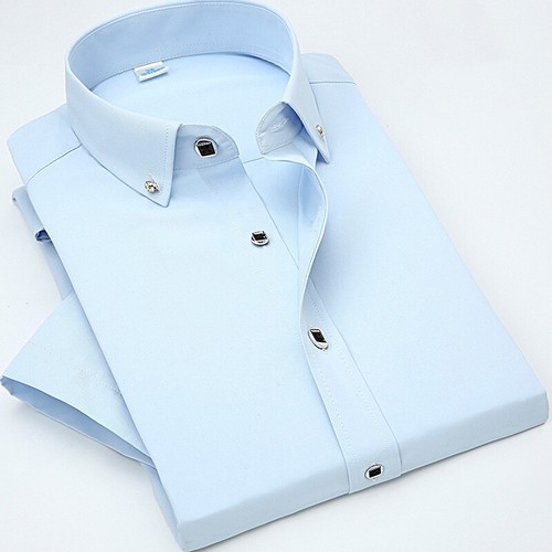 New Men's Dress Shirts Short Sleeves Formal Slim Fit Summer Casual Shirts Tops - Picture 5 of 11