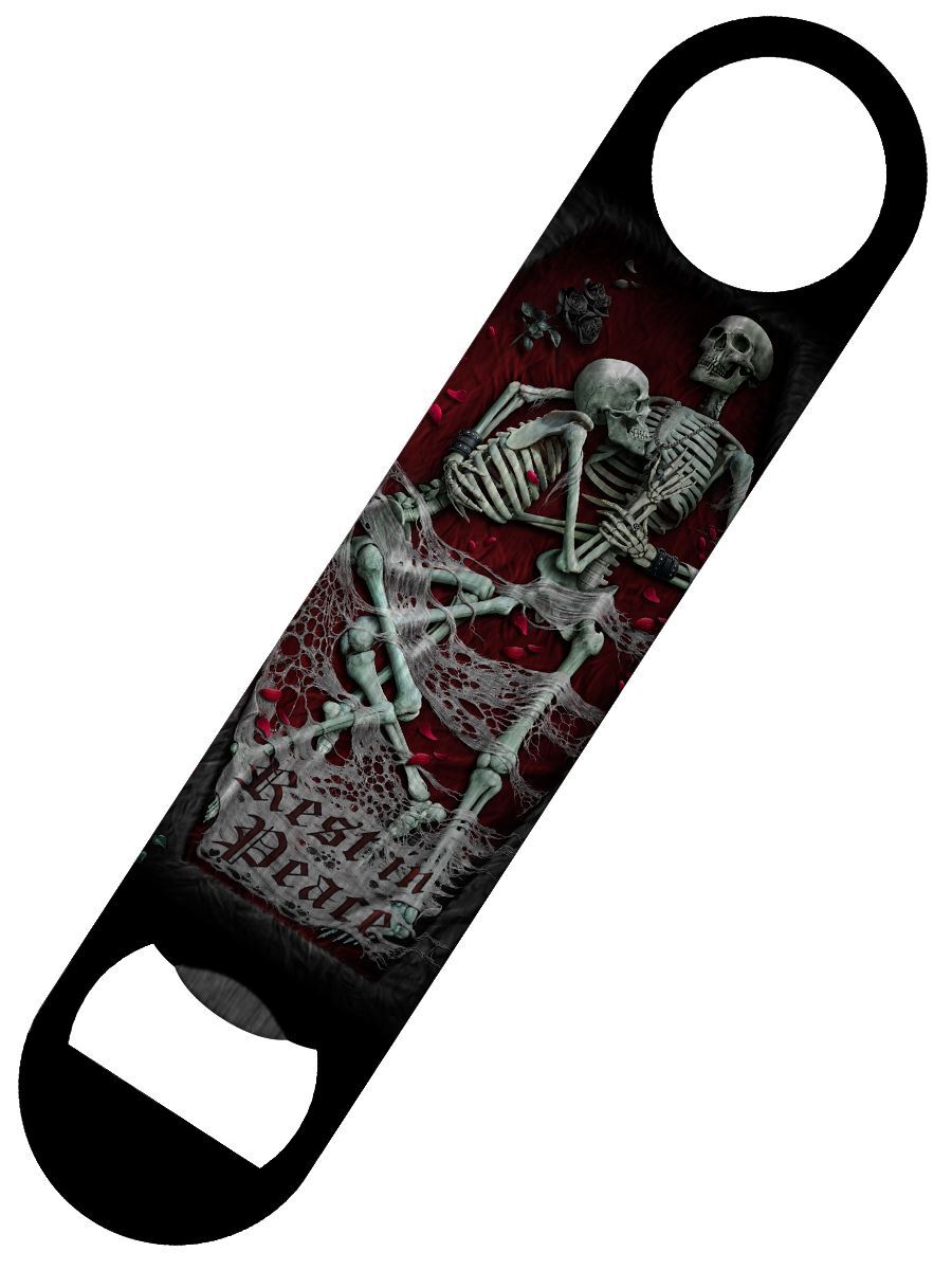 Spiral Bottle Opener Rest In Peace Bar Blade Black 18x4cm