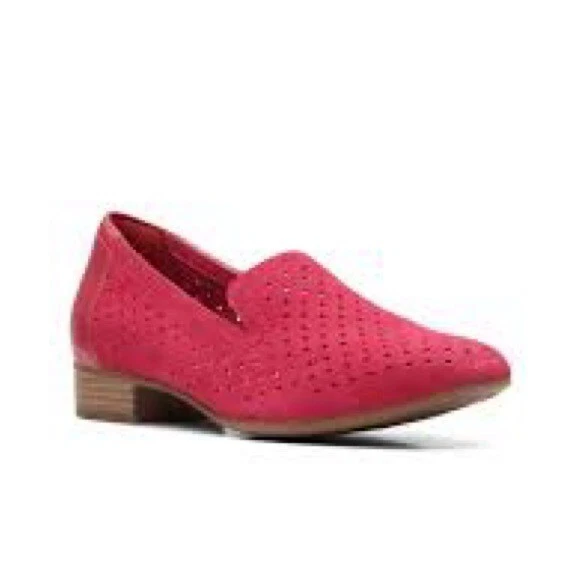 NUOVO mocassino donna Clarks Collection Juliet Hayes taglia 10 rosa fucsia pelle scamosciata