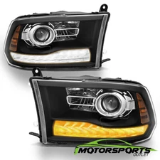 For 2013-2018 Ram Stock Projector Models Black LED DRL Projector Headlights Pair