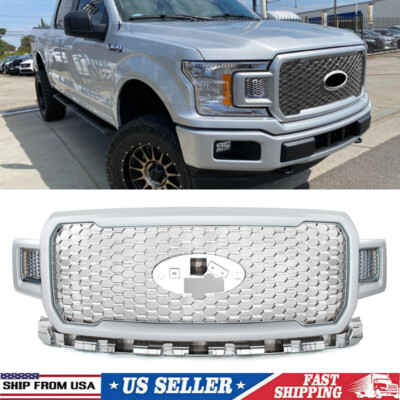 Fit Ford F-150 F150 2018-2020 Front Radiator Grille Assembly Ingot Silver+Chrome