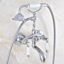 Polished Chrome Brass Bathroom Tub Faucet Hand Spray Shower Mixer Tap Set 2tf852