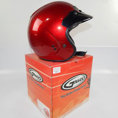 GMAX GM32S Offenes Motorradhelm Candy Rot Größe XS Rauchvisier Schneemobil