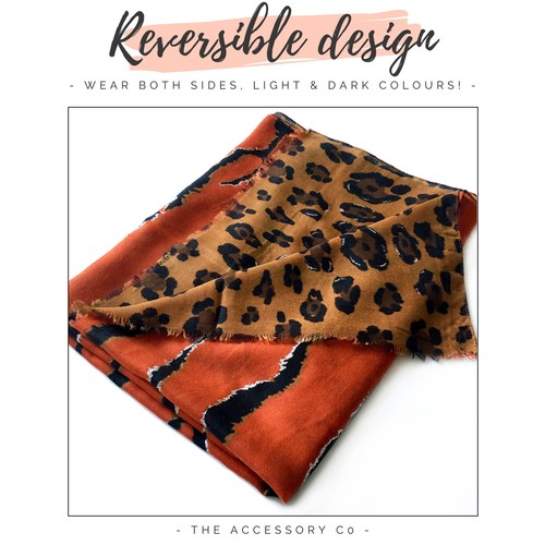 Large Leopard Print Scarf with Stripes Animal Zebra Big Long Shawl Summer Winter - Picture 318 of 818