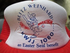 Vtg Rare Blitz Weinhard Red  Beer kwjj Radio Snapback Trucker Hat Portland Or.