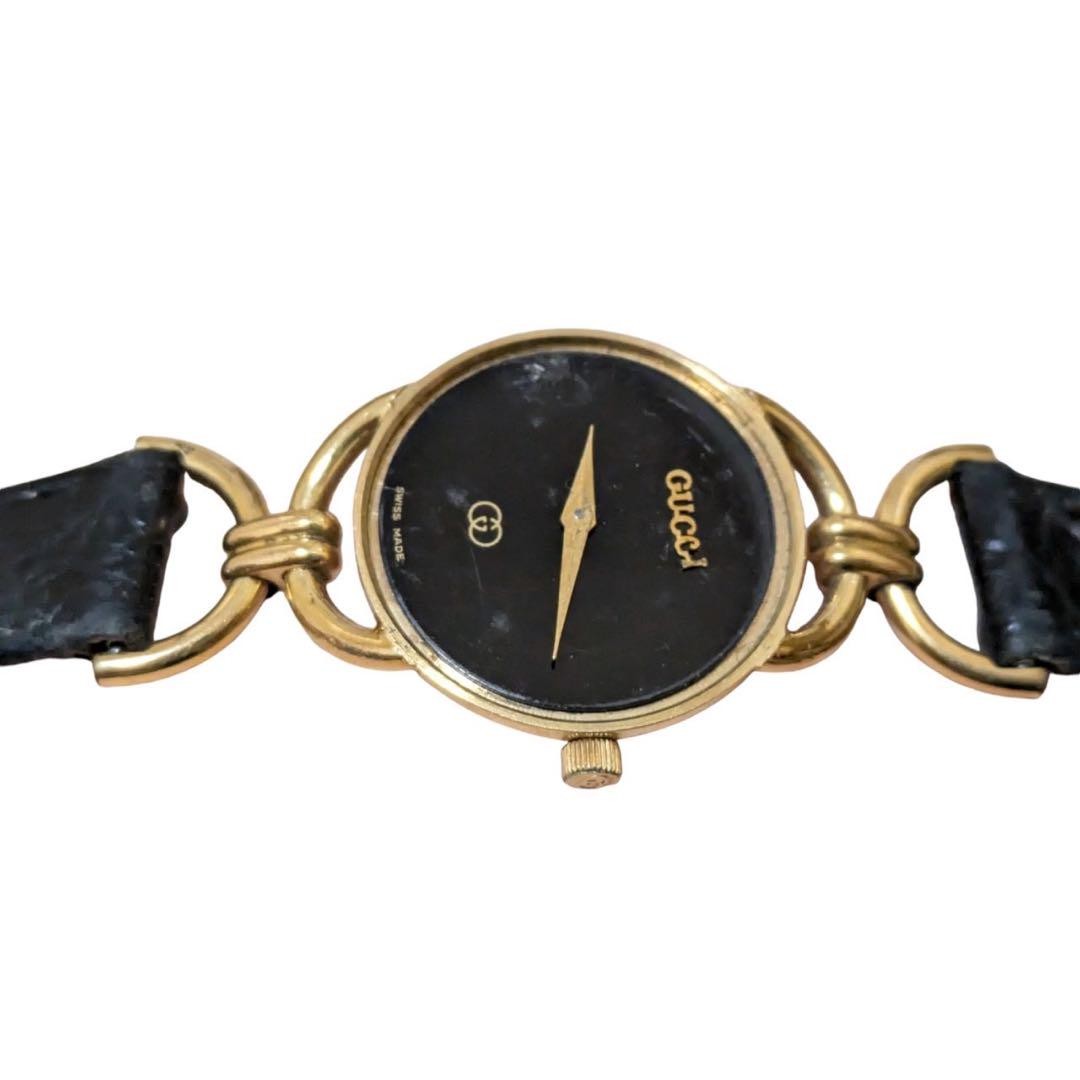 VINTAGE Gucci 6000L Women's 23mm Black Dial Swiss Quartz Gold Tone