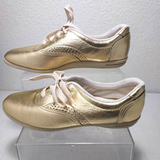 Daniel Green Sports Women 7 Vintage Leather Metallic Gold Walking Shoes Shiny