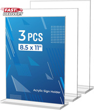 3 Pack Acrylic Sign Holder 8.5 X 11 Inches, Clear Menu Stand, Vertical Flyer Dis