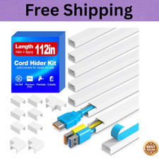 112in Cord Hider Kit, Cord Covers for Wires on Wall, Premium One-Cord Cable Hide