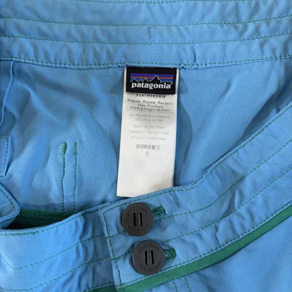 Pantalones Cortos Patagonia Meridian Para Mujer 6 Azul Verde Ligeros Natación Secado Rápido Foto 3 de 4