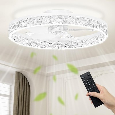 CHINLY 50CM LED Deckenventilator mit Beleuchtung, Unterputz Deckenventilatoren mit App Fernbedienung, 3