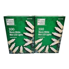 2 Pack Home Accents Holiday 100ct Warm White LED Mini String Lights 28FT 10IN