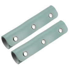 2 Pcs Leather Luggage Handle Wraps Fine Texture Silver Buckle, Blue