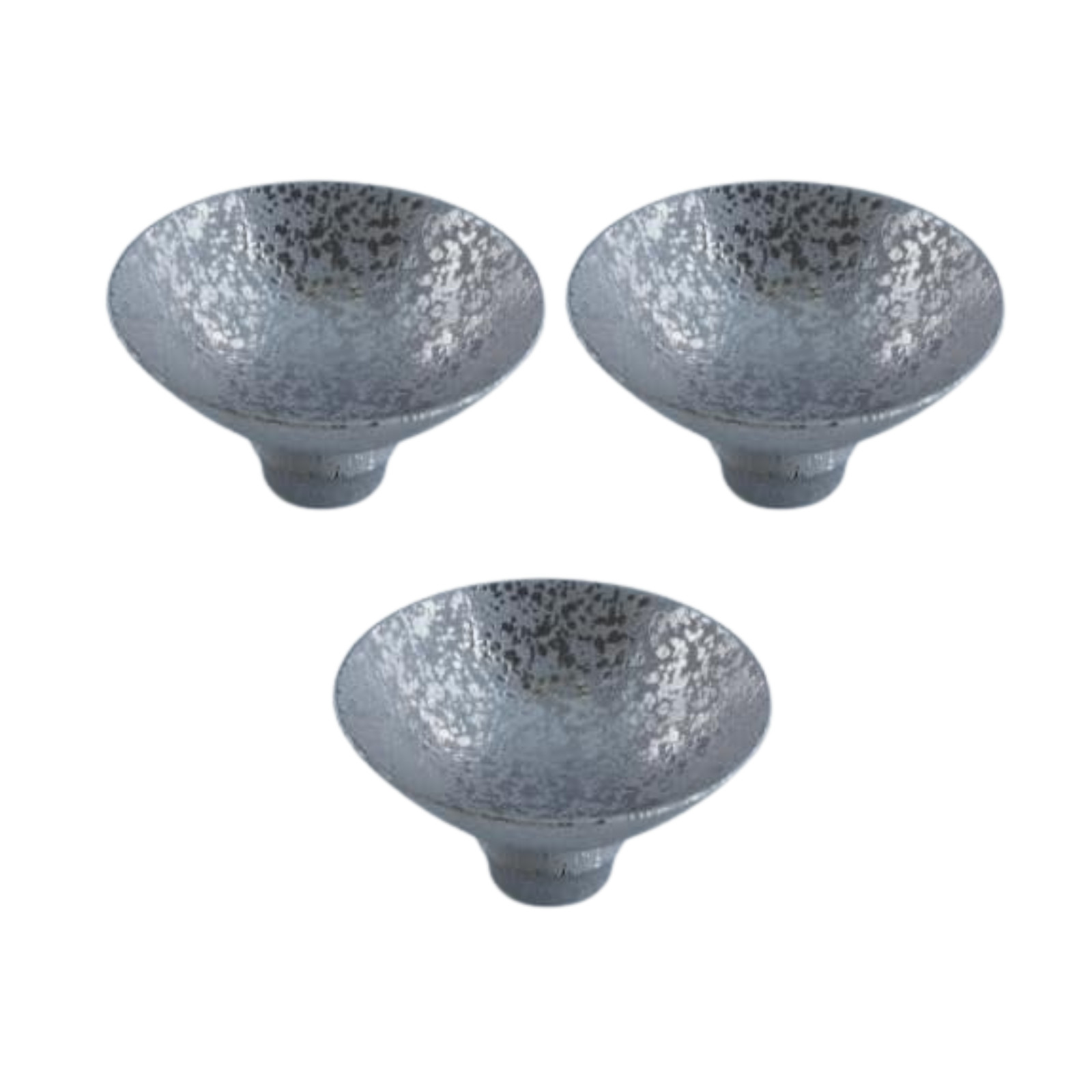 Japanese Sake Cup Guinomi Sakazuki Arita Yaki Ware Kinsai Silver Set of 3 New