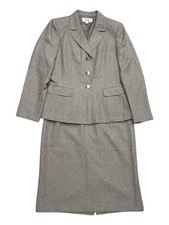 Le Suit Women's Size 10 Herringbone Brown Skirt Suit Blazer Business Career Knit
