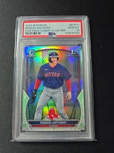 Roman Anthony 2023 Bowman Chrome #BCP-71 Lunar Glow Refractor 1st RC PSA 10
