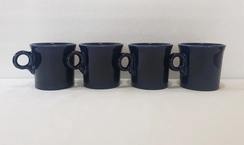 Fiestaware Mugs 8 Oz Fiesta Cobalt Blue Homer Laughlin HLC Ring Handles Set Of 4