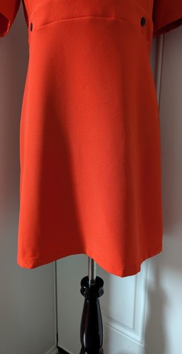 TOPSHOP Dress Size 10 Retro 1960s Style Orange Popper Shift Zip Shirt Sleeve - Picture 6 of 21
