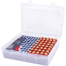 ALCYON Clear Plastic Battery Organizer Storage Case with Tester, Waterproof H...