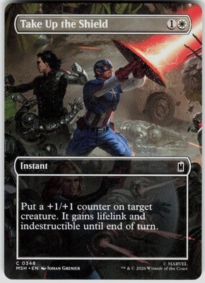 Take Up the Shield Borderless 348 Marvel Super Heroes Magic the Gathering
