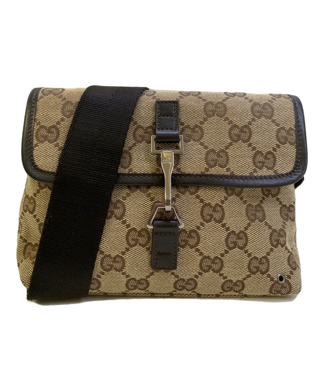 GUCCI GG Canvas Shoulder Bag Beige Leather Trim Italy Model 92543 SN2581 thumbnail 21