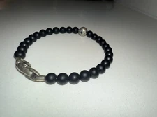 DAVID YURMAN ONYX & SAPPHIRE STERLING SILVER SPIRITUAL BEADS EVIL EYE BRACELET