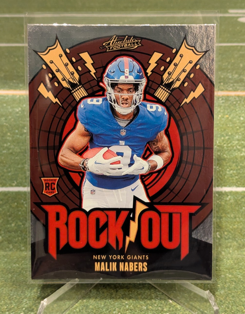Malik Nabers #RO-MNS Football Cards 2024 Panini Absolute Rock Out trading card — raw and PSA graded price guide