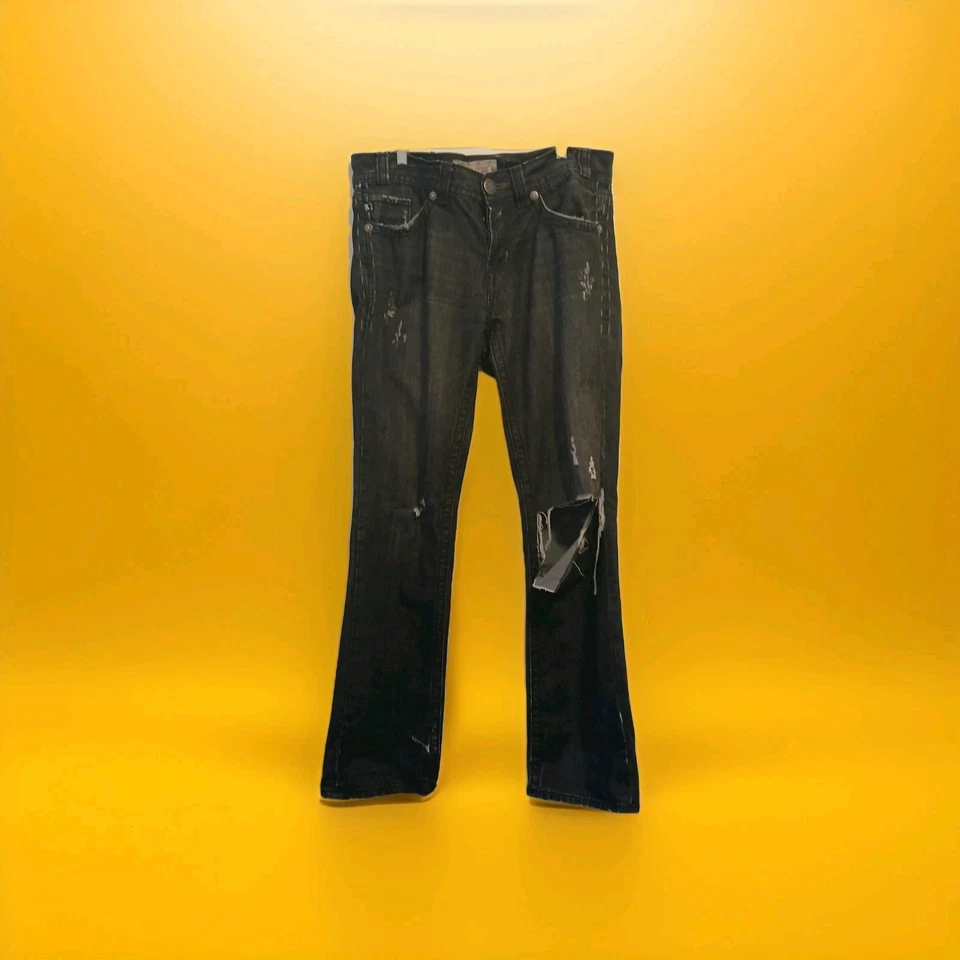 Jeans preto masculino MEK denim Plymouth botão reto mosca tamanho 33/34 - Imagem 2 de 4
