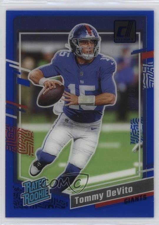 2023 Panini Clearly Donruss Rated Rookie Blue 2/99 Tommy DeVito #97 1b8