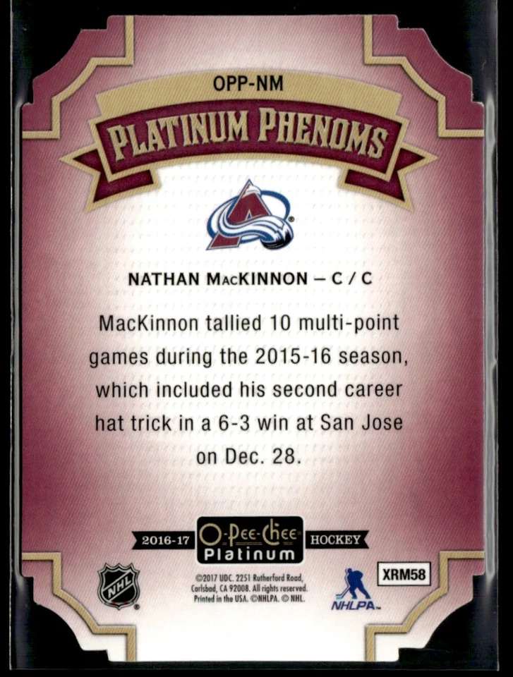 2016-17 O-Pee-Chee Platinum Phenoms Die Cuts Nathan MacKinnon #OPP-NM - Image 2 of 2