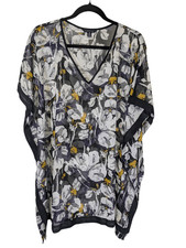 Lands End Sheer Floral Beach Kimono Cover Up Tunic Kaftan Swim Size M